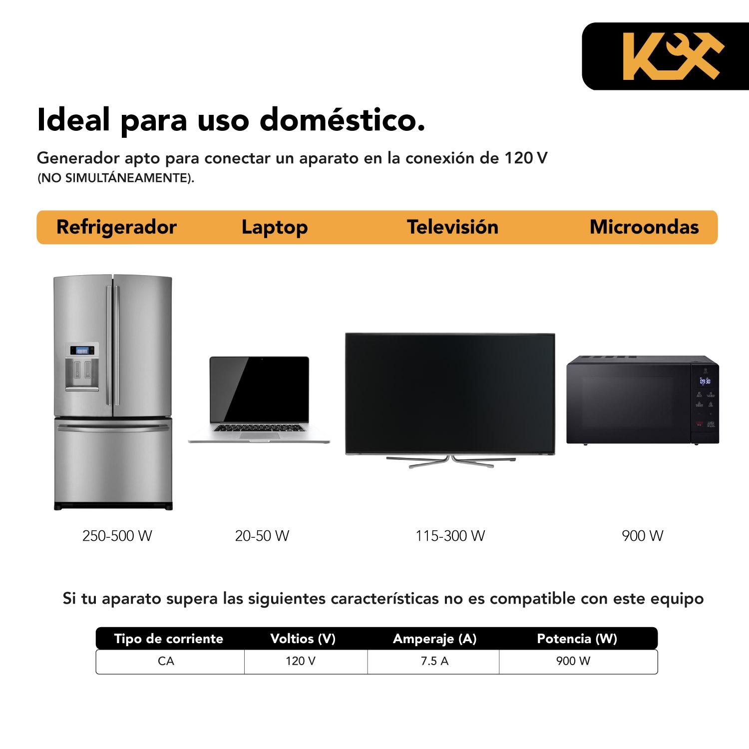 Foto 7 pulgar | Generador Portátil Kingsman KING1000 color Negro a Gasolina 110 V 2.0 HP Corriente Eléctrica
