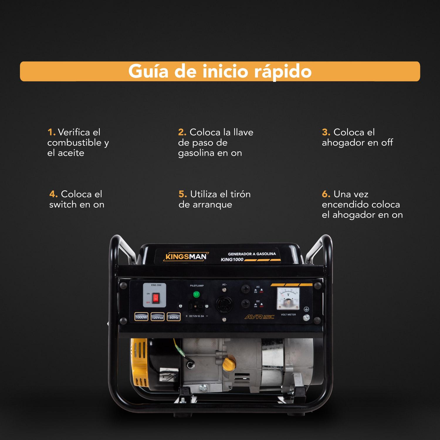 Foto 9 pulgar | Generador Portátil Kingsman KING1000 color Negro a Gasolina 110 V 2.0 HP Corriente Eléctrica