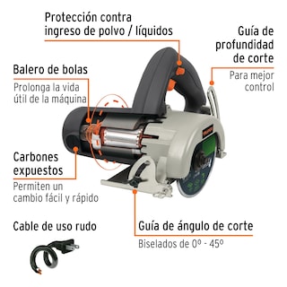Foto 3 | Cortador Eléctrica de Azulejos Truper 4 1/2 " color Gris 1320 W Industrial