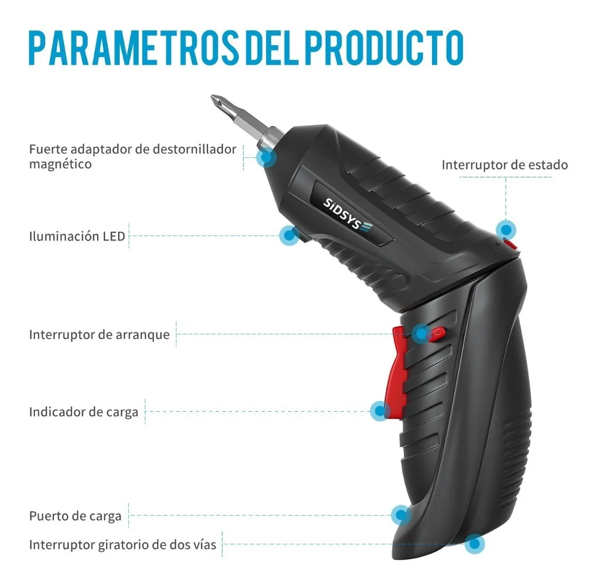 Foto 3 pulgar | Destornillador Eléctrico Taladro Inalámbrico Kit  47 Pz