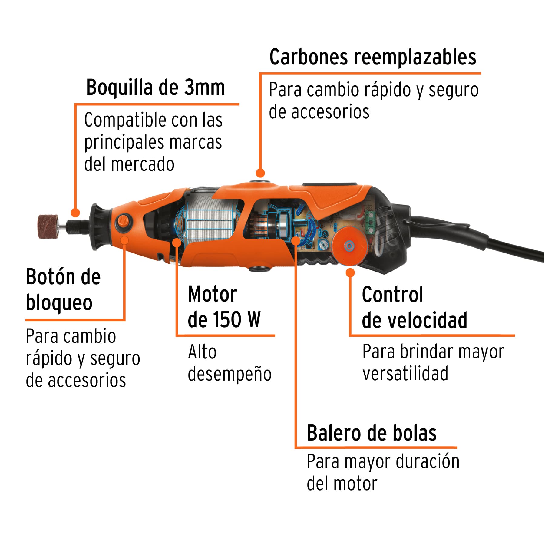 Foto 4 pulgar | Herramienta Rotativa Profesional Truper Moto-a2 97 Accesorios