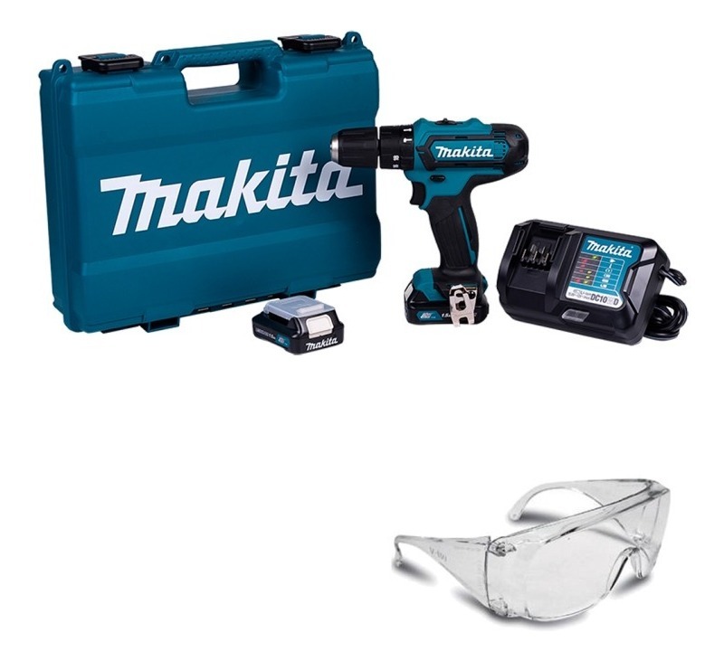 Kit Taladro Inalambrico Percutor Makita 2v Hp331d + Anteojos