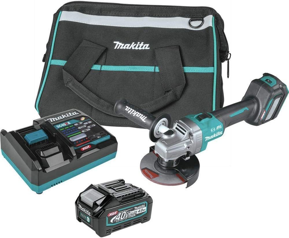 Kit De Amoladora Makita Gag04m1 C/ Baterías, Cargador, Bolso