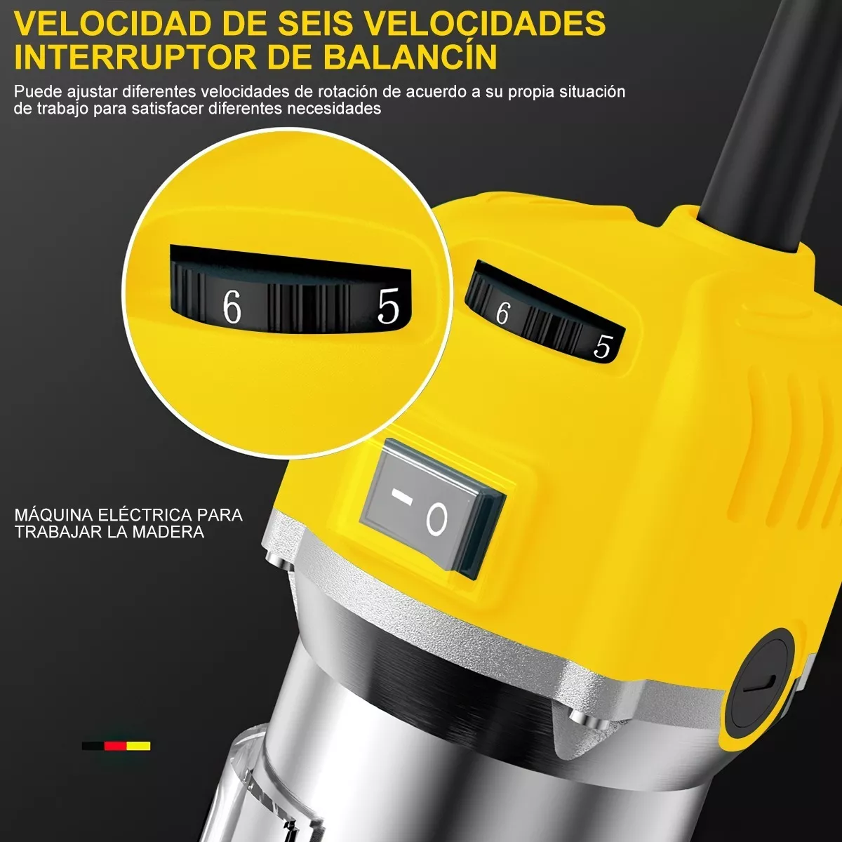 Foto 7 pulgar | Router de Madera Eo Safe Imports ESI-5915 color Amarillo 8 Piezas 6 Velocidades 800w