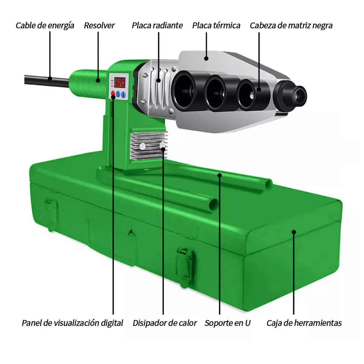 Foto 2 | Kit Termofusor Pantalla Digital con 6 Dados+tijeras Eo Safe Imports Esi-8796 Verde