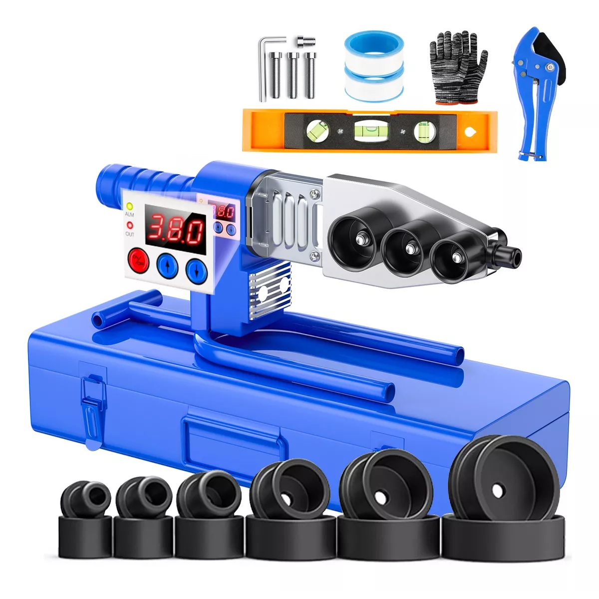 Kit Termofusor Pantalla Digital 6 Dados+10 Accesorios Eo Safe Imports Esi-13320 Azul