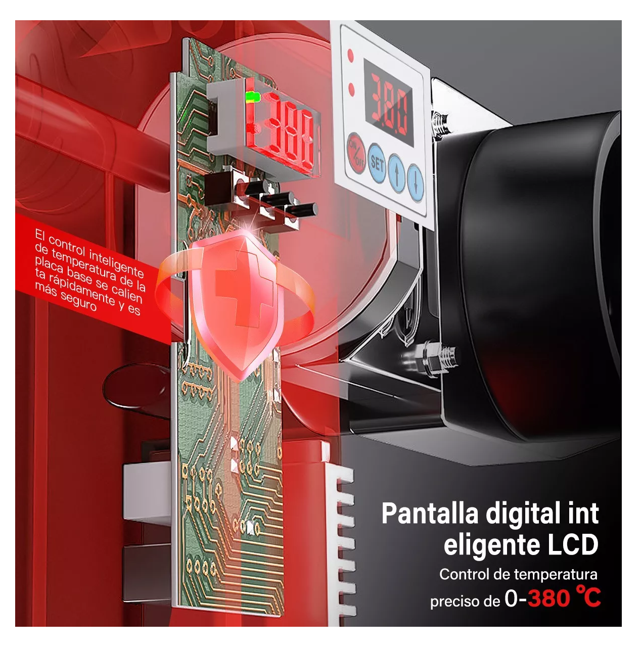 Foto 5 | Kit Termofusor Pantalla Digital 6 Dados+10 Accesorios 1200w Rojo