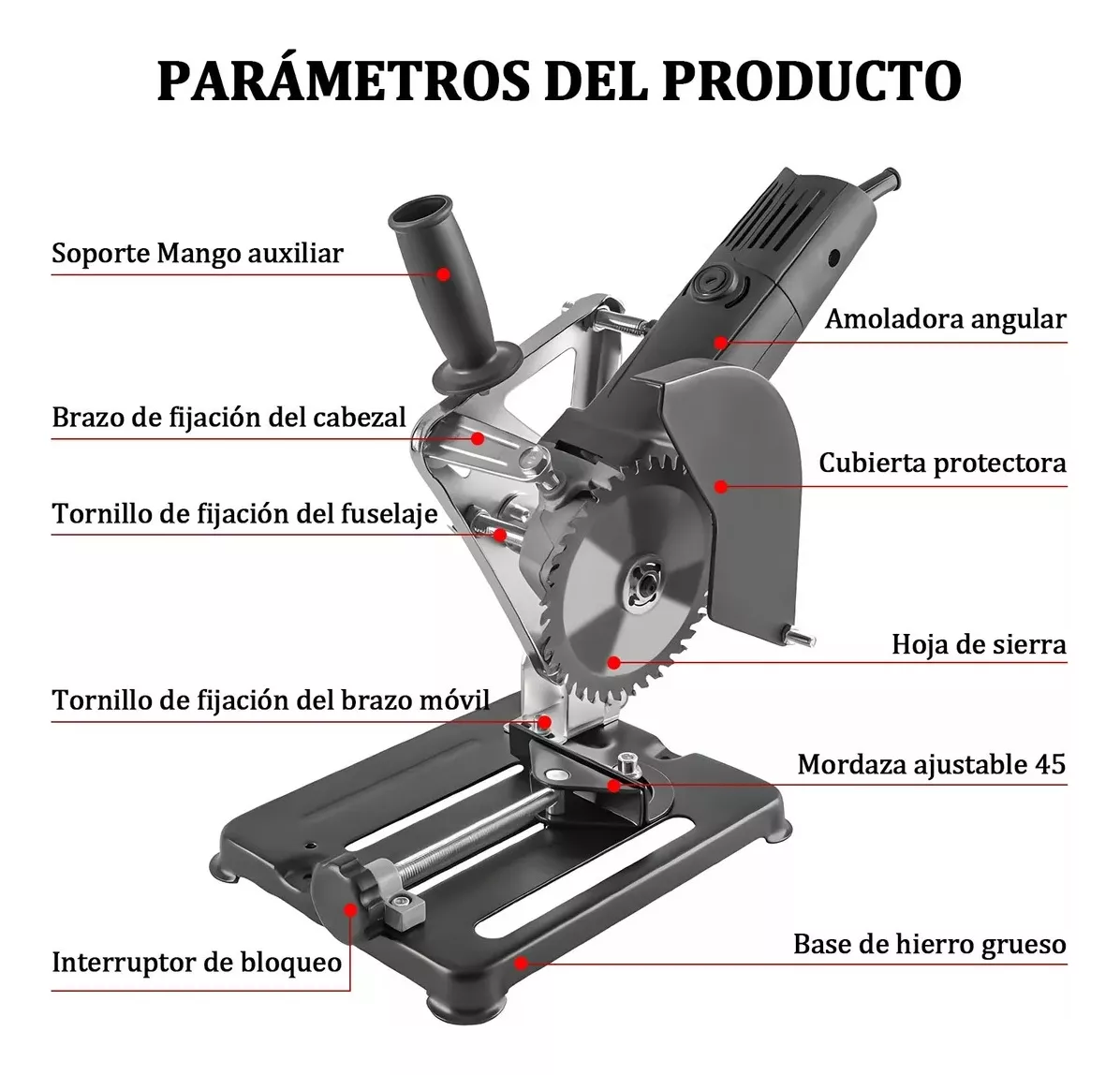 Foto 6 pulgar | Soporte Para Esmeril Angular Ajustable Base De La Herramient Negro