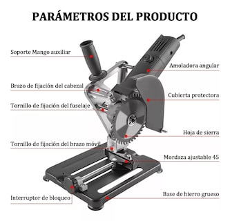 Foto 5 | Soporte Para Esmeril Angular Ajustable Base De La Herramient Negro
