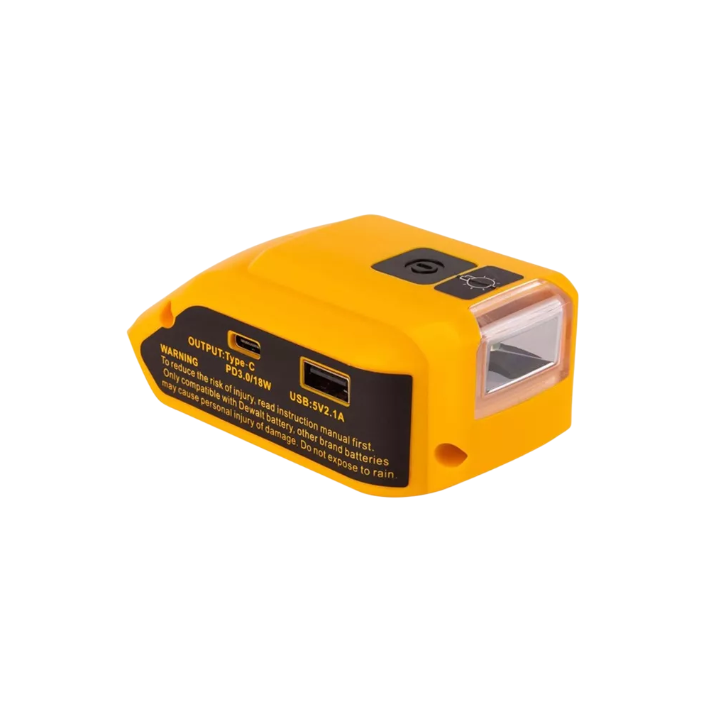 Adaptador De Batería Para Dewalt De 14.4 18 20 V Con Luz Usb Amarillo