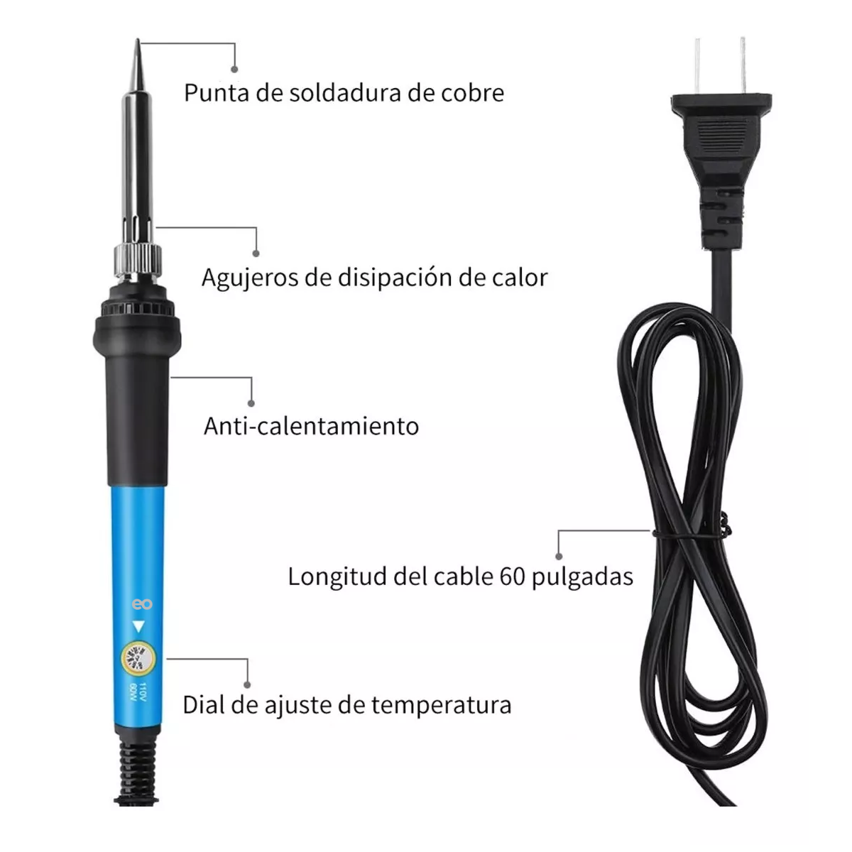 Foto 3 pulgar | Kit De Soldadora Eléctrica 60w Temperatura Ajustable 136pzs Eo Safe Imports Esi-6952-1 Multicolor