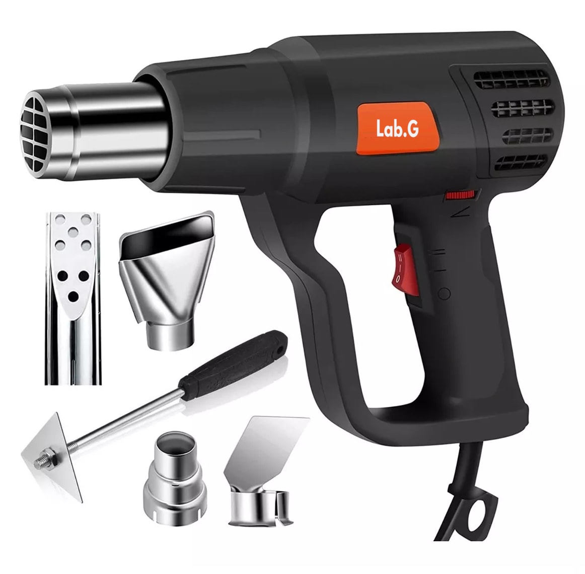 Pistola De Calor De 2000w Temperatura Regulable 4 Boquillas Negro