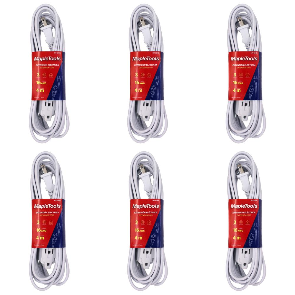 Extension Electrica Domestica Maple Tools 4 m Blanca 6 Piezas