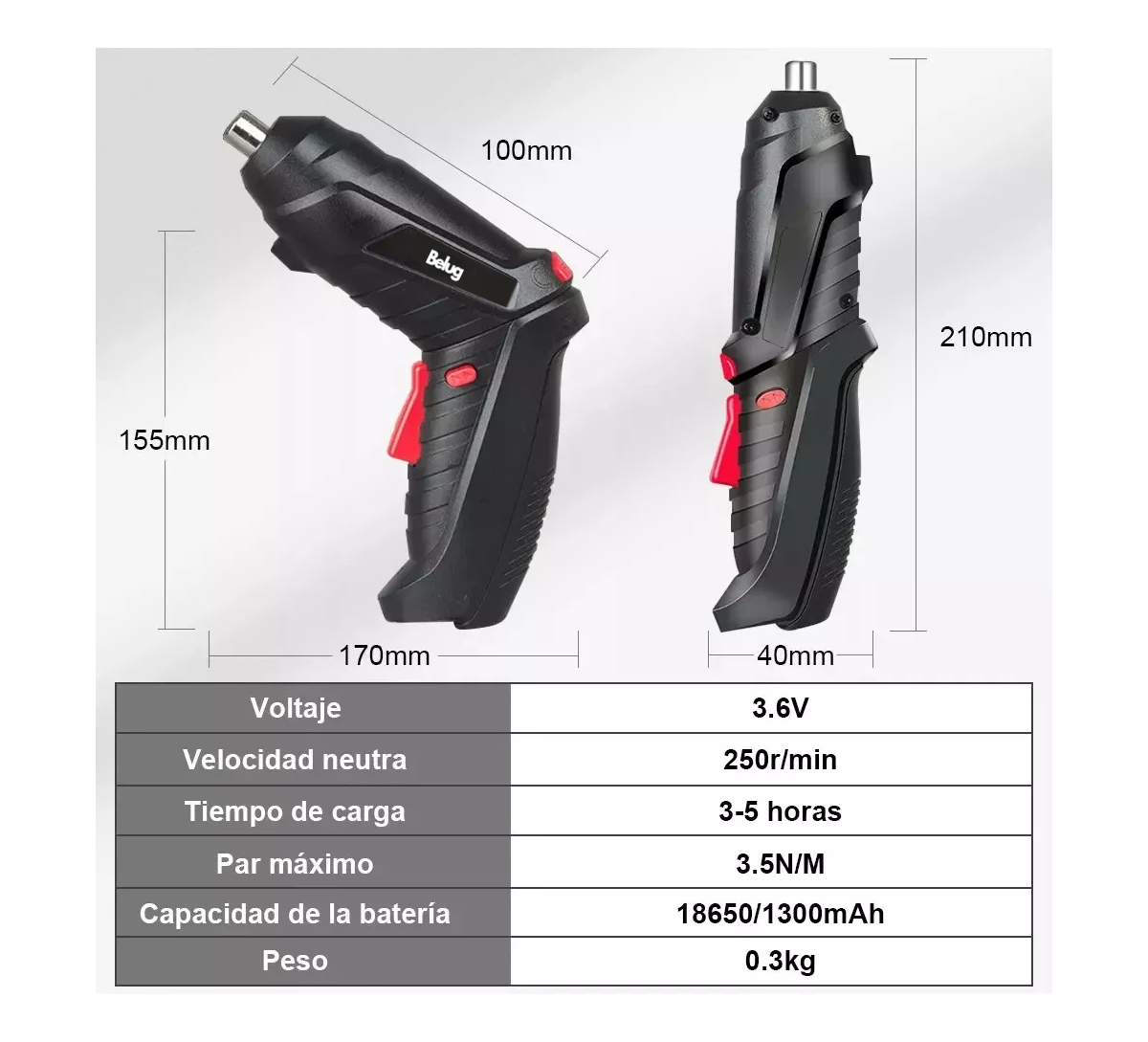 Foto 5 pulgar | Destornillador Eléctrico Taladro Inalámbrico Kit 47 Pz, Belug Negro