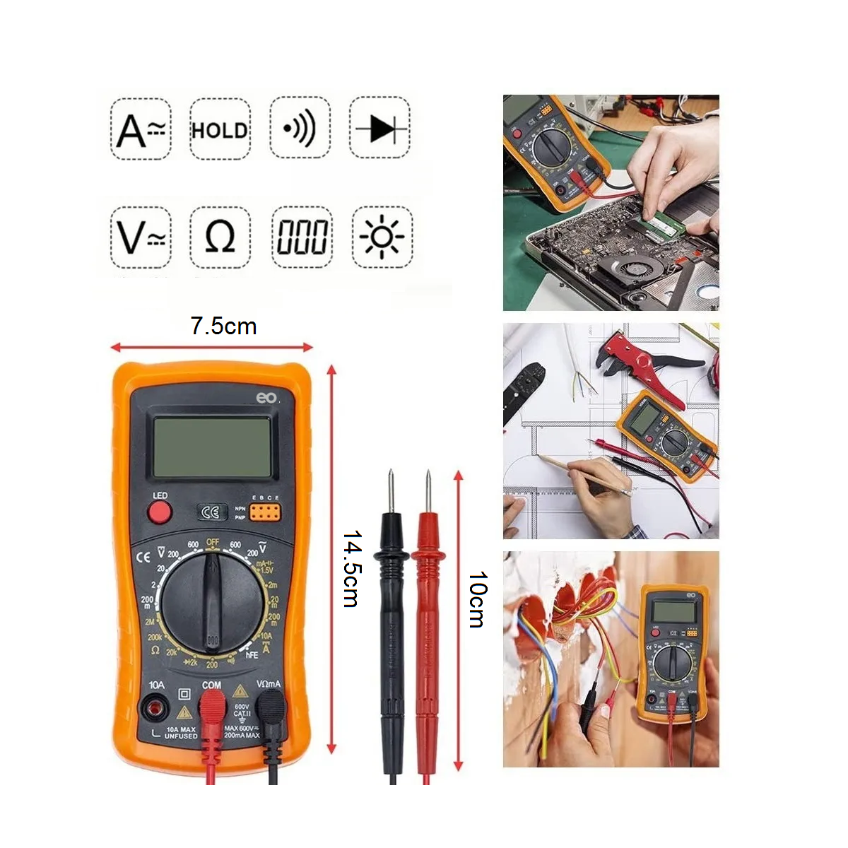Foto 4 pulgar | Kit De Soldador Eléctrico C/herramientas, Puntas, Multímetro 16pzs Eo Safe Importsesi-6953-1 Multicolor