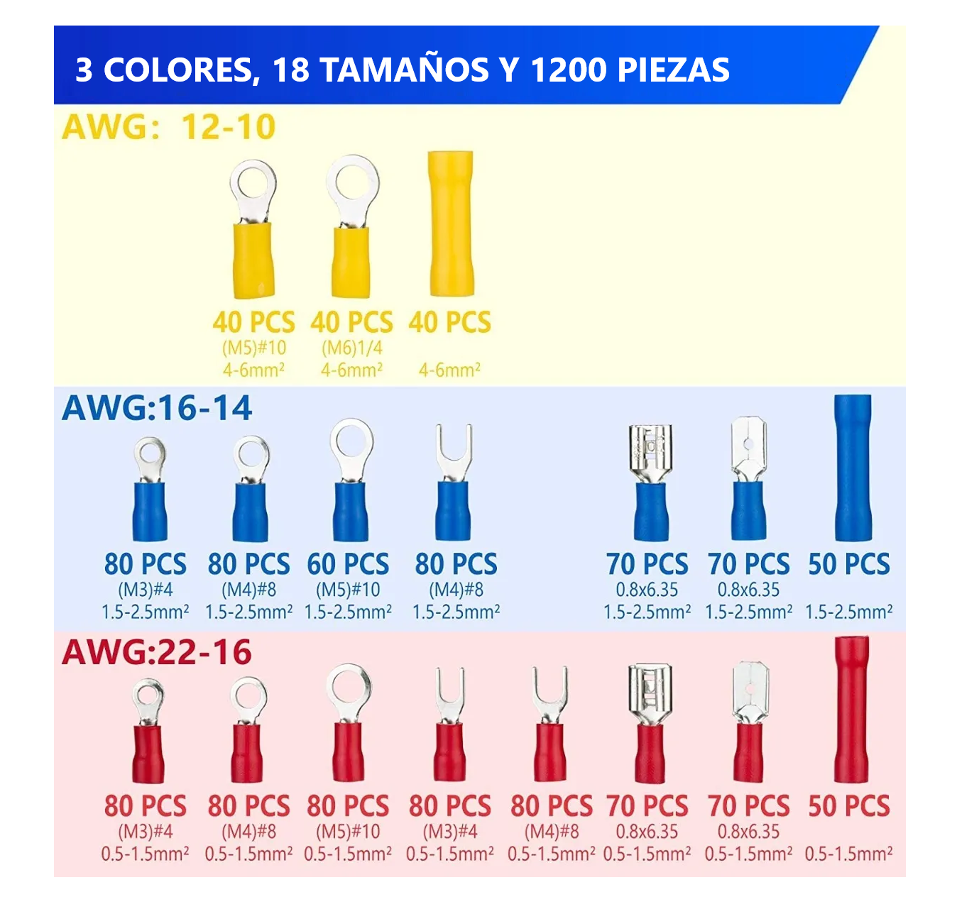 Foto 4 pulgar | Set De Terminales Y Conectores. Eo Safe Imports Esi-838-1 Multicolor