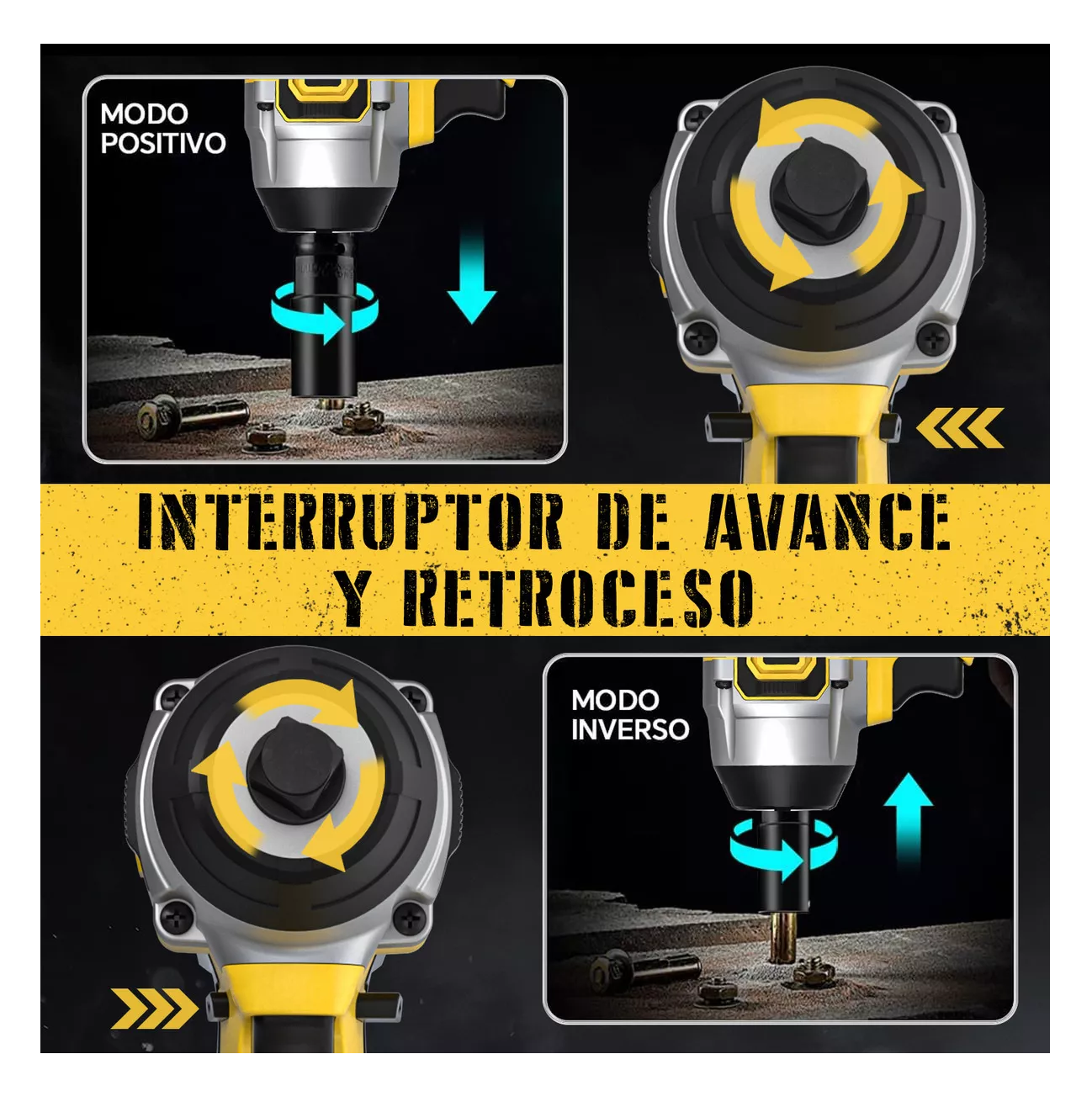 Foto 6 pulgar | Llave De Impacto Inalámbrico Pistola Electrica Amarillo Negro