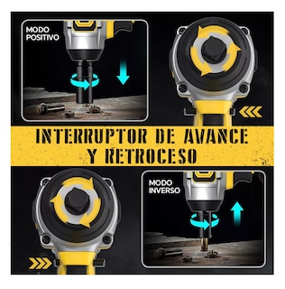 Foto 5 | Llave De Impacto Inalámbrico Pistola Electrica Amarillo Negro