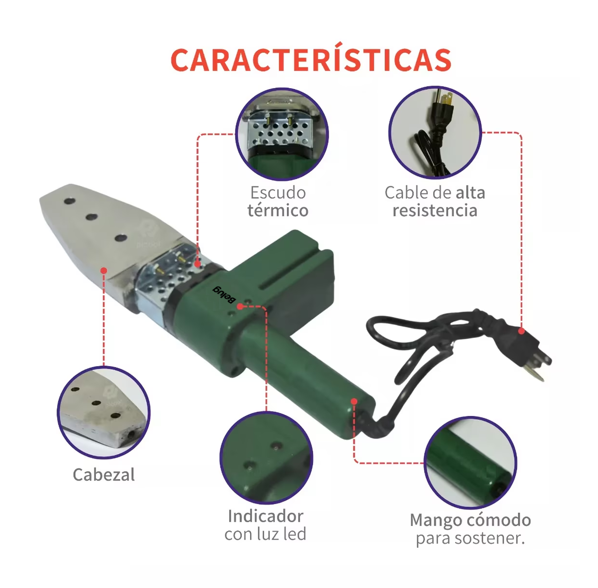 Foto 2 | Kit De Termofusor Verde Con 6 Dados Tijeras Naranjas Estuche Metalico Belug Verde