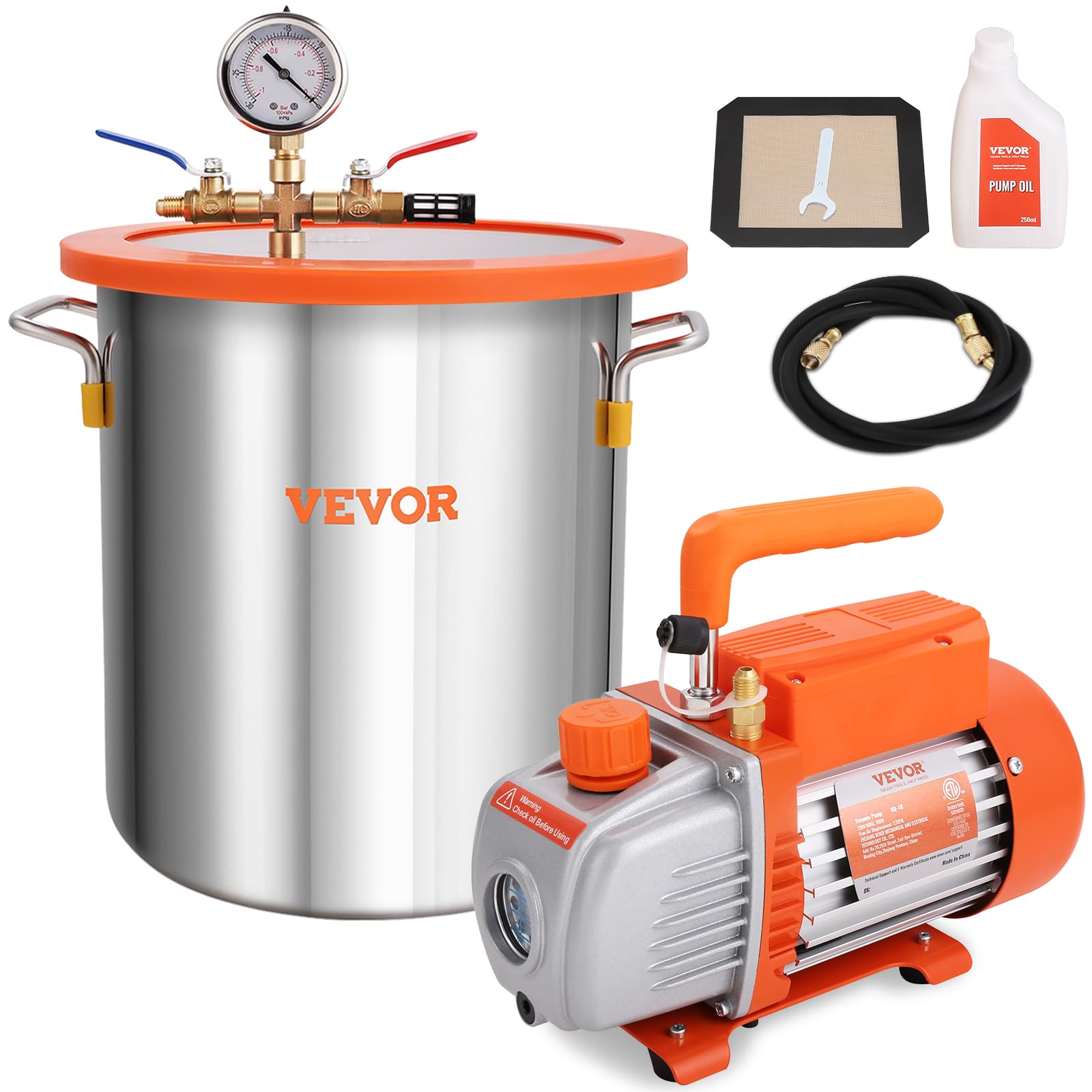 Foto 2 pulgar | Kit De Cámara De Vacío Vevor De 5 Galones Con Bomba De Vacío De 40 Micras - Venta Internacional.