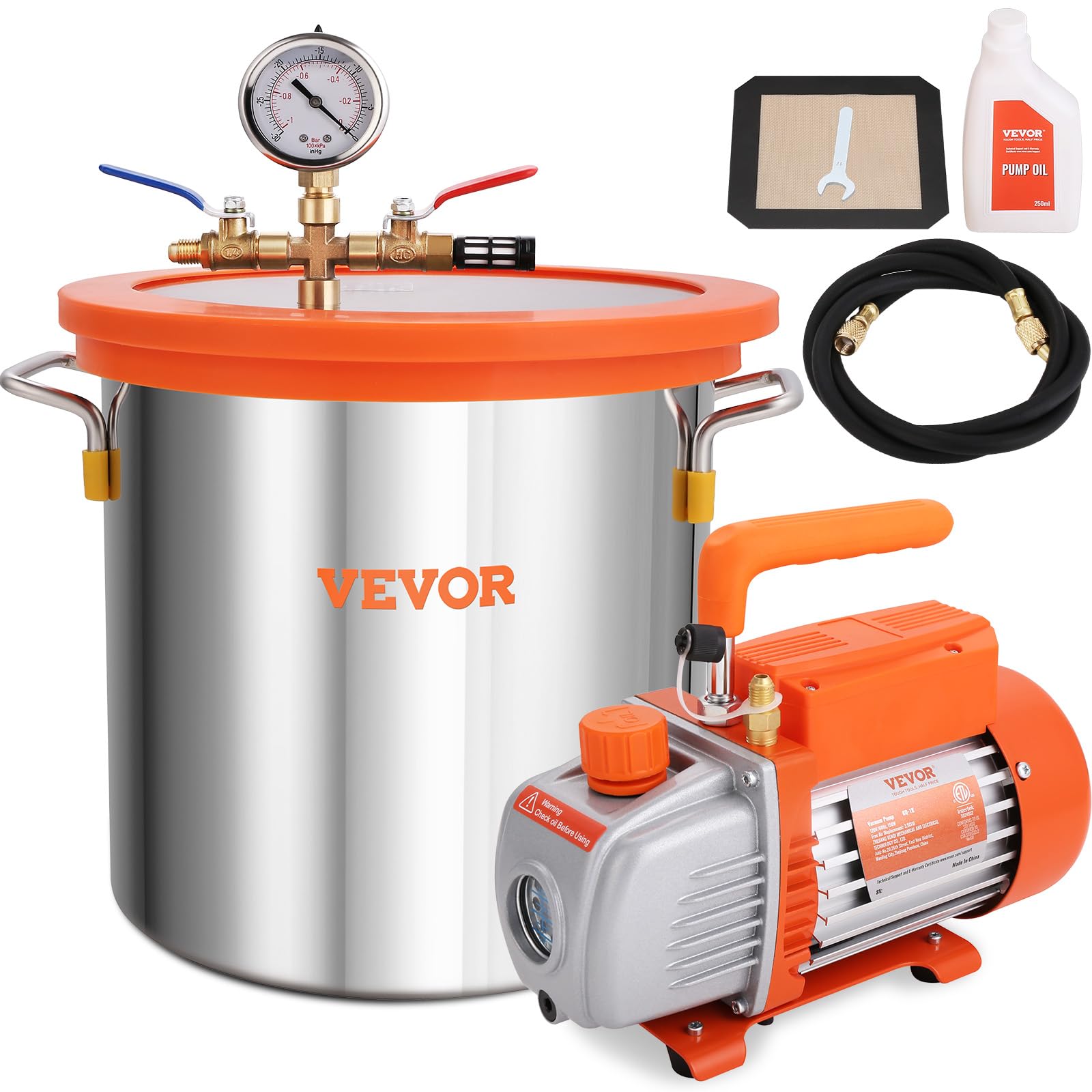 Foto 2 pulgar | Cámara De Vacío Vevor De 3 Galones Con Kit De Bomba, Botella De Aceite De 250 Ml - Venta Internacional.