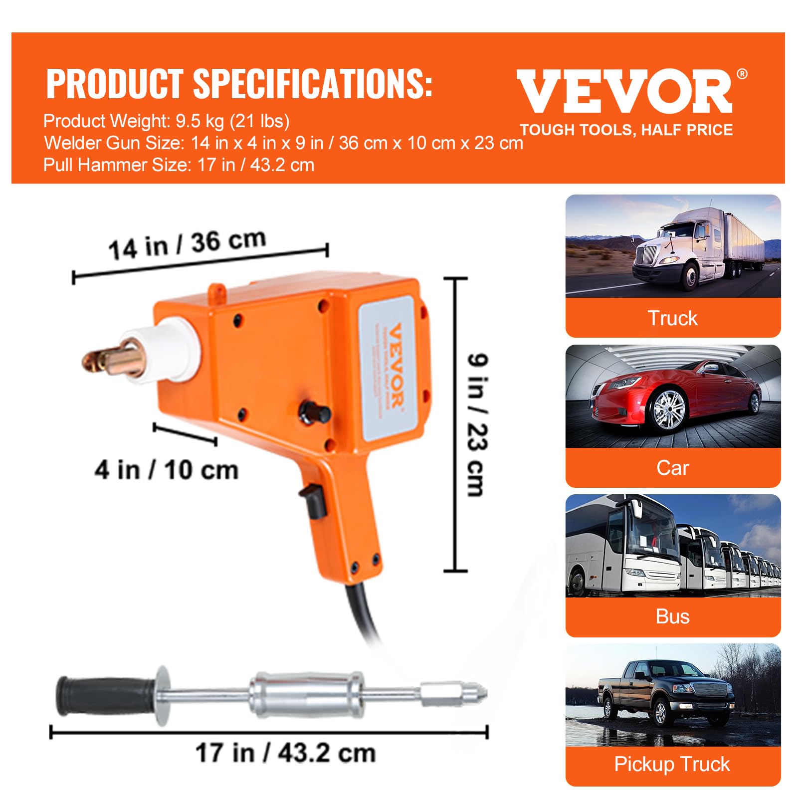 Foto 7 | Kit De Reparación De Abolladuras Con Soldadora De Pernos Vevor 1600 A 800 Va 110 V Con Acceso. - Venta Internacional.