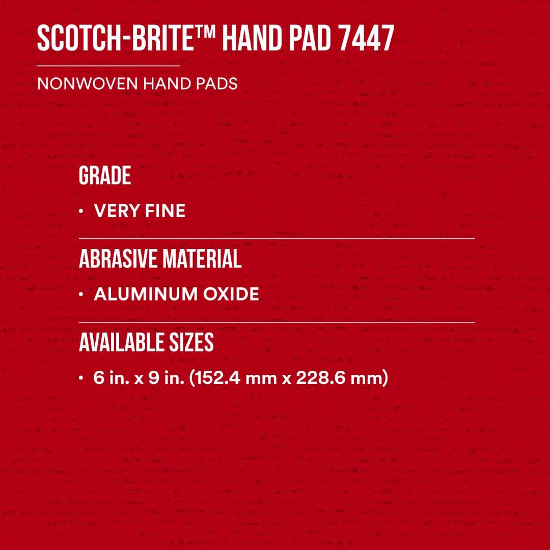 Foto 5 pulgar | Almohadilla De Mano 3m Scotch-brite 7447, Muy Fina, 15 X 23 Cm, Paquete De 20 - Venta Internacional.