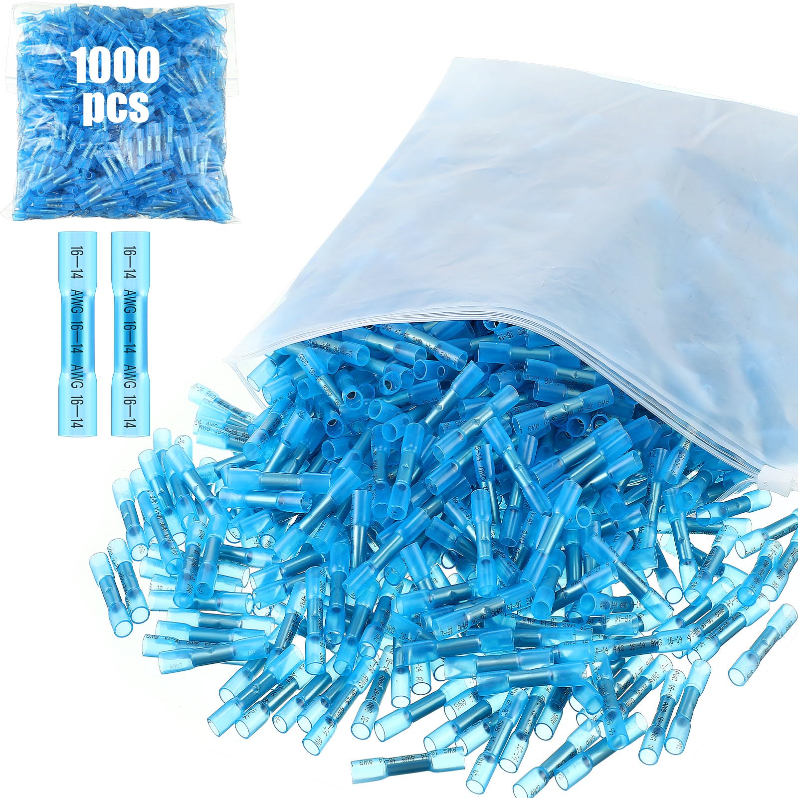 Foto 1 | Conectores A Tope Termorretráctiles Frienda 1000 Unidades Awg 16-14 Azules - Venta Internacional.