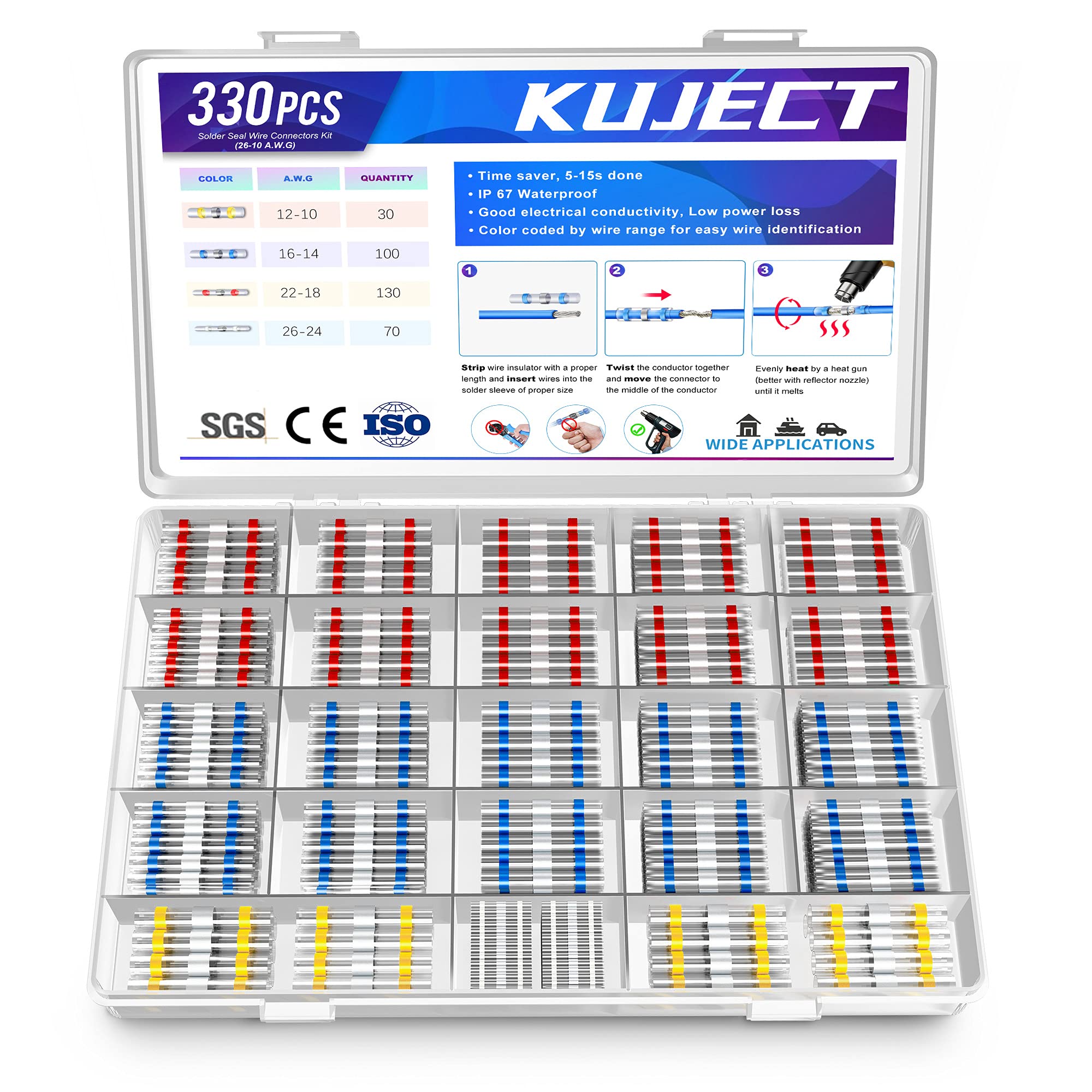 Foto 2 pulgar | Conectores a Tope para Soldar y Sellar Kuject 330 Piezas -  Venta Internacional