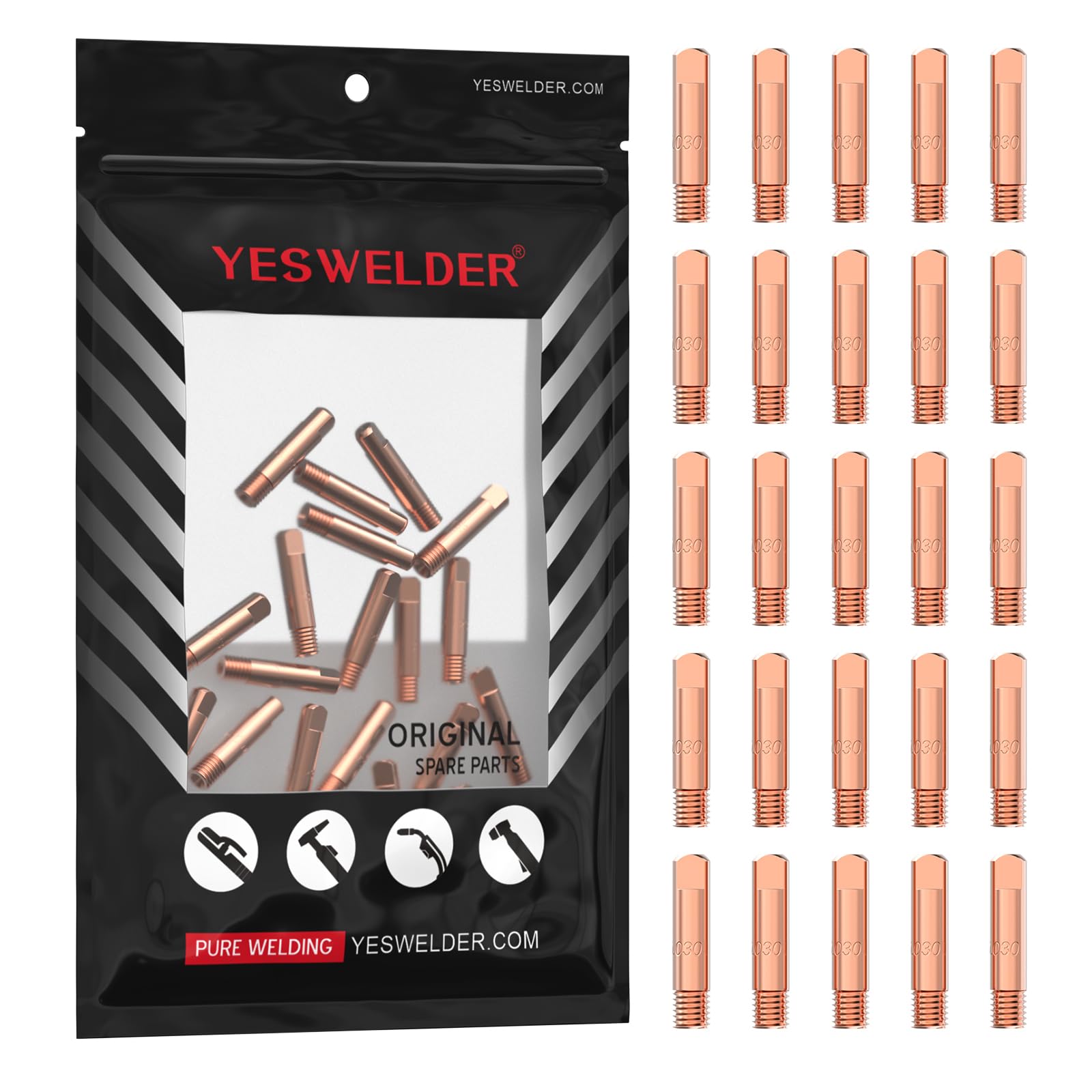 Foto 7 pulgar | Punta De Contacto Para Soldadura Mig Yeswelder 11-30 (0,030), Paquete De 25 - Venta Internacional.