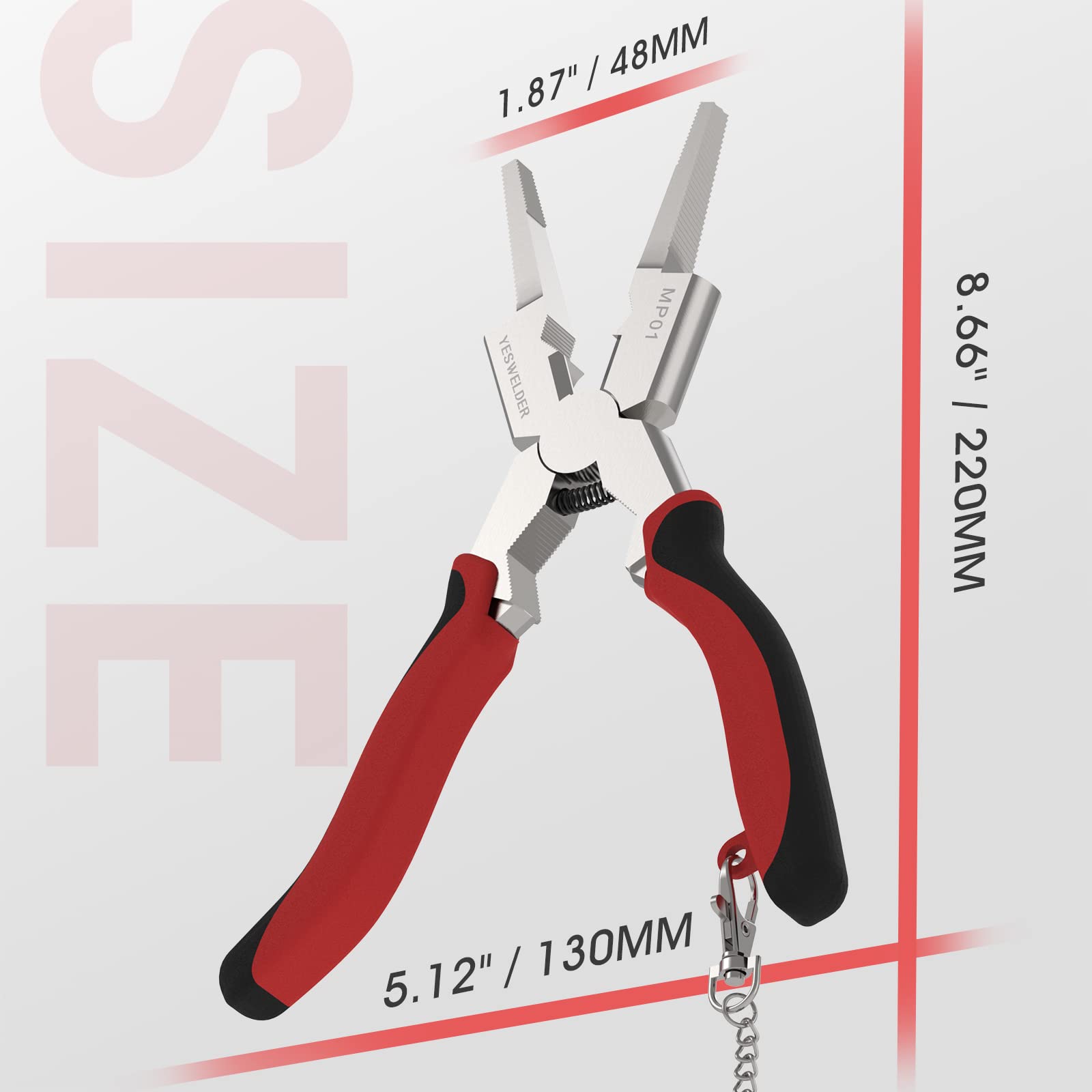 Foto 2 | Pinzas De Soldadura Mig Yeswelder De 20 Cm, Antióxido, Con Cadena De Retención - Venta Internacional.