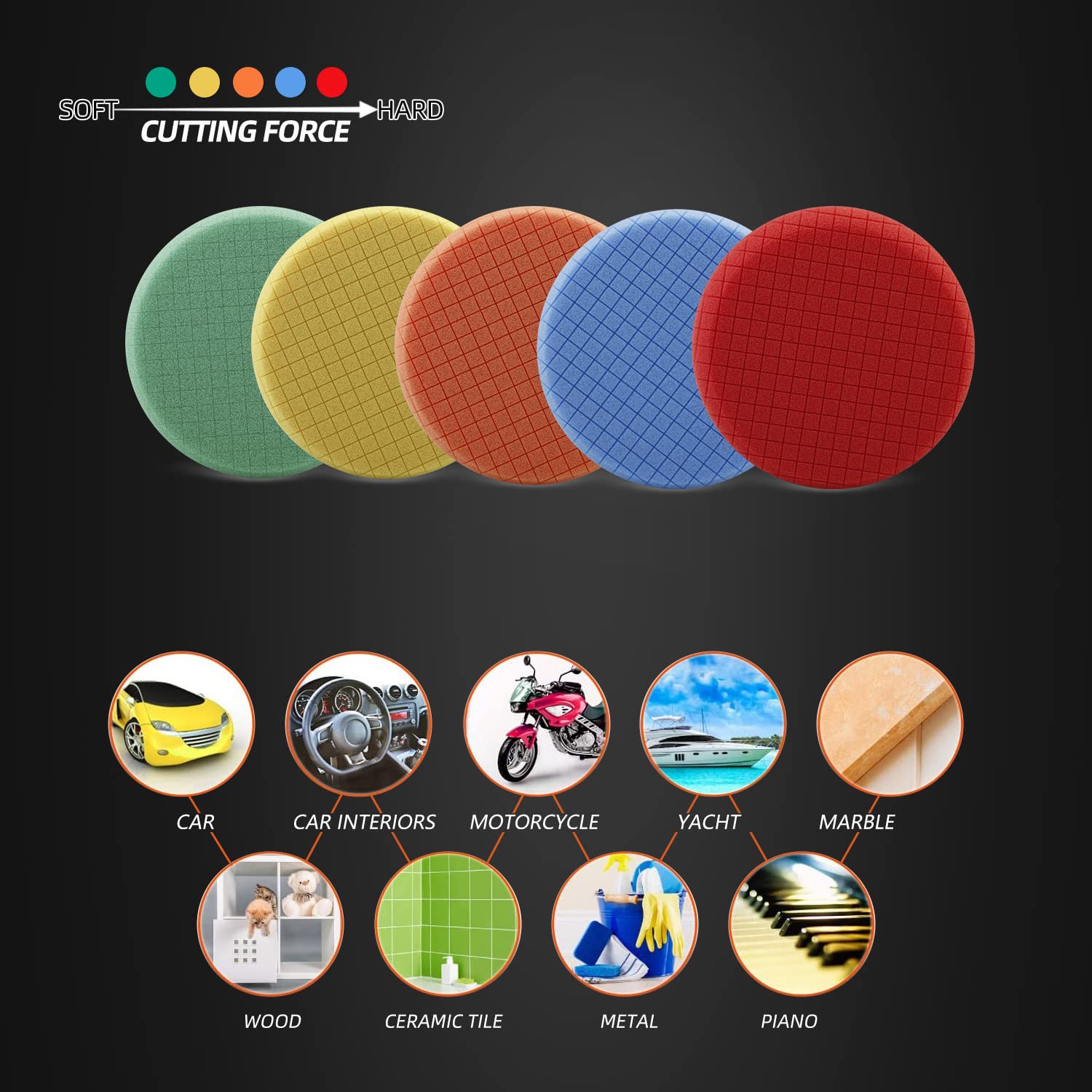Foto 6 pulgar | Kit De Esponjas Pulidoras Spta, 5 Unidades, 13 Cm, Para Amortiguador De Coche De 12,5 Cm - Venta Internacional.