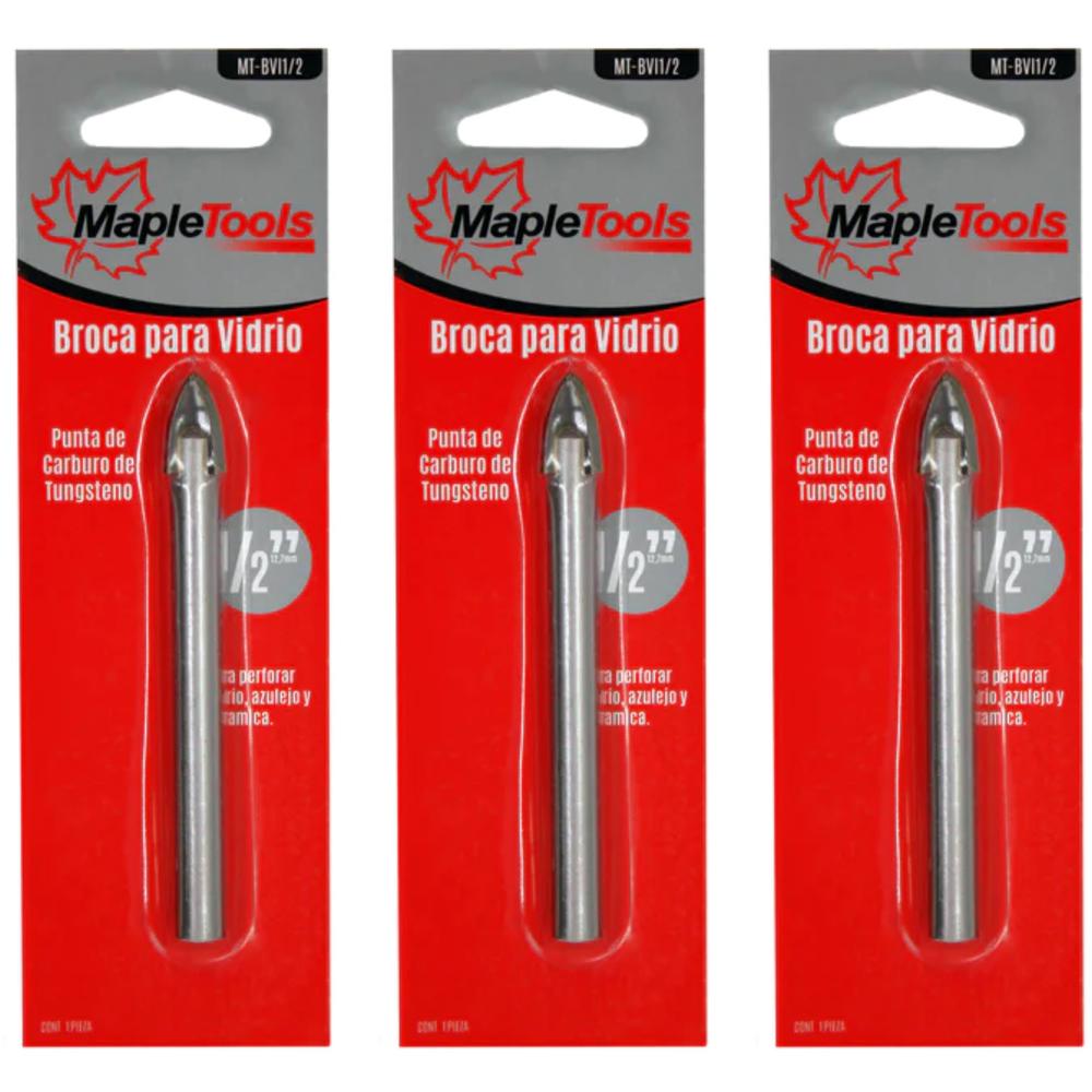 Foto 2 pulgar | Pack 3 Brocas Para Vidrio Y Azulejo 1/2'' Maple Tools