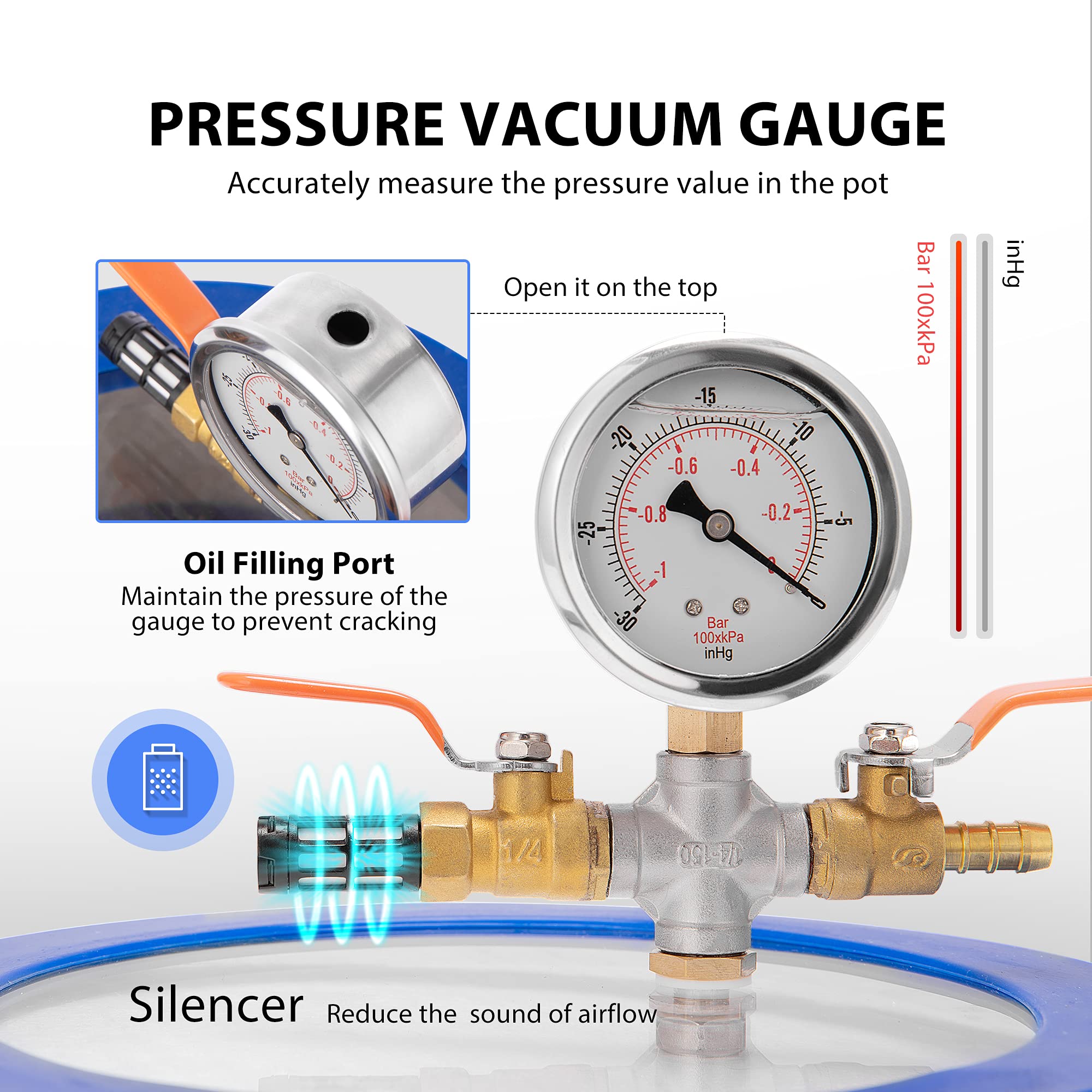 Foto 7 pulgar | Cámara De Vacío Vivohome 5.7l Con Bomba De 3.5 Cfm 1/4 Hp De Una Sola Etapa - Venta Internacional.