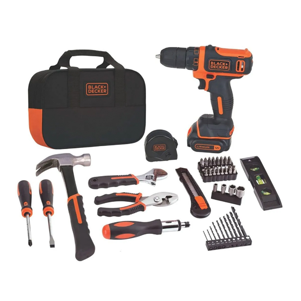 Kit Black+Decker BDCDD12PK-B3 Taladro y Juego de Proyecto 59 Pz