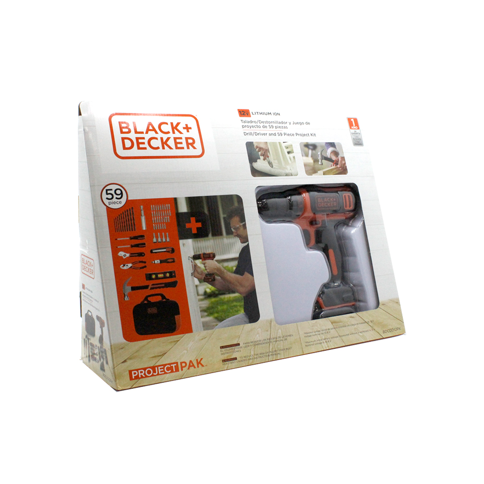 Foto 3 pulgar | Kit Black+Decker BDCDD12PK-B3 Taladro y Juego de Proyecto 59 Pz