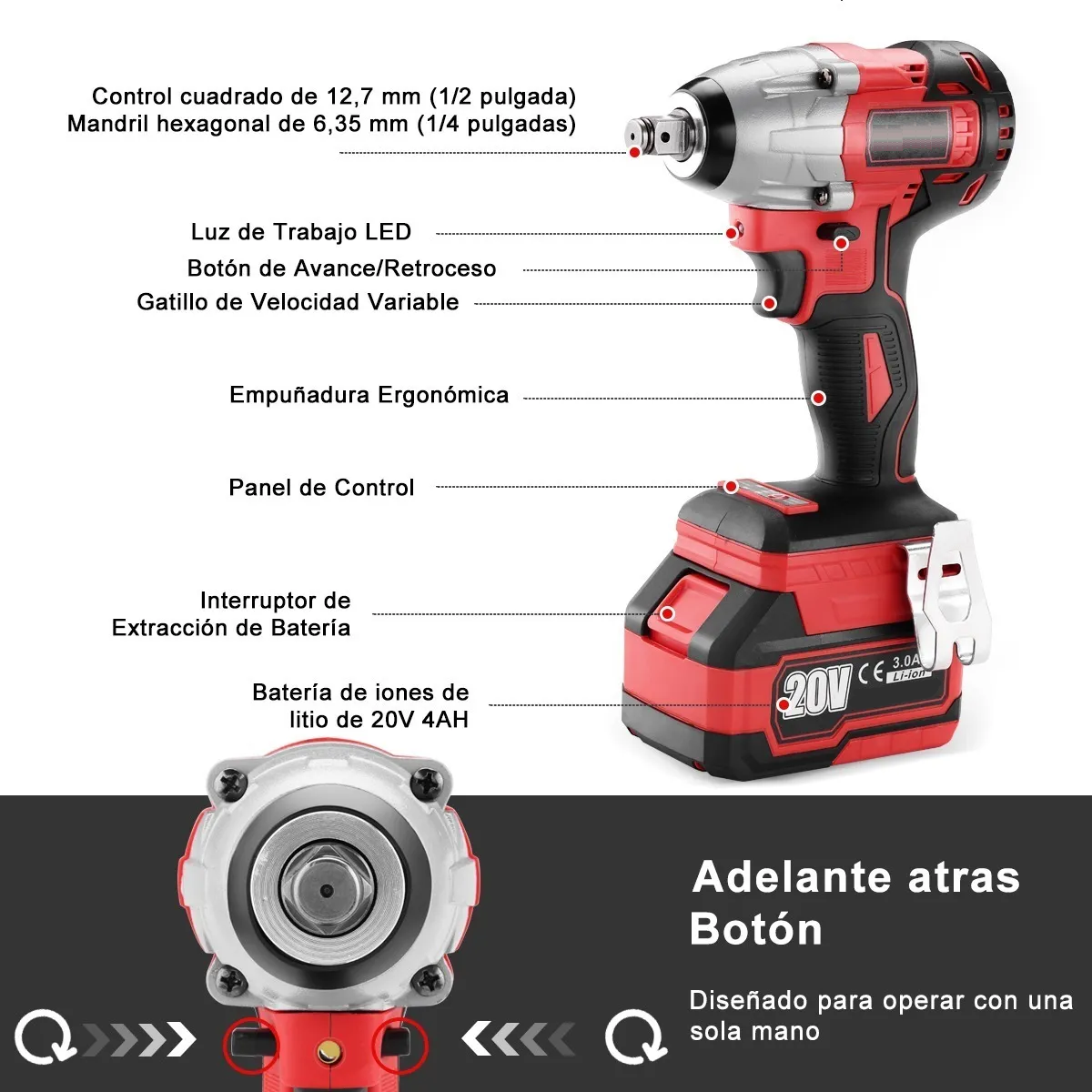 Foto 4 pulgar | Kit de Llave De Impacto Eo Safe Imports Esi-2827 color Rojo más Rotomartillo sin Escobilla 31 PZAS