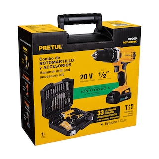 Foto 3 | Kit Rotomartillo Inalámbrico 1/2' 20v Y 32 Accesorios Y Estuche Pretul color Amarillo Cod 29000