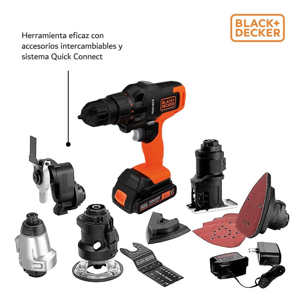 Foto 4 pulgar | Taladro Matrix Black+Decker MTX20K6A color Gris Kit 6 en 1 Multi Herramienta 20 V