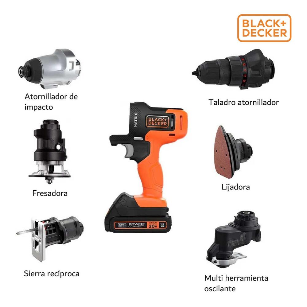 Foto 6 pulgar | Taladro Matrix Black+Decker MTX20K6A color Gris Kit 6 en 1 Multi Herramienta 20 V