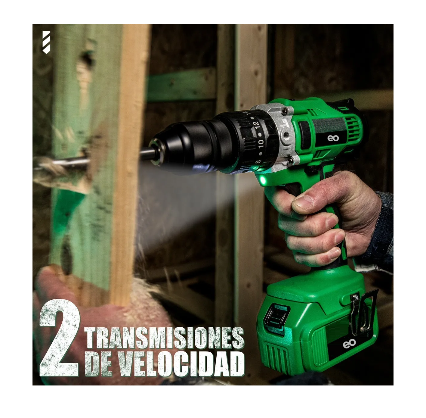 Foto 4 pulgar | Kit Pro Taladro Rotomartillo 1/2'' 2*3.0ah Eo Safe Imports Esi-2812-1 Verde