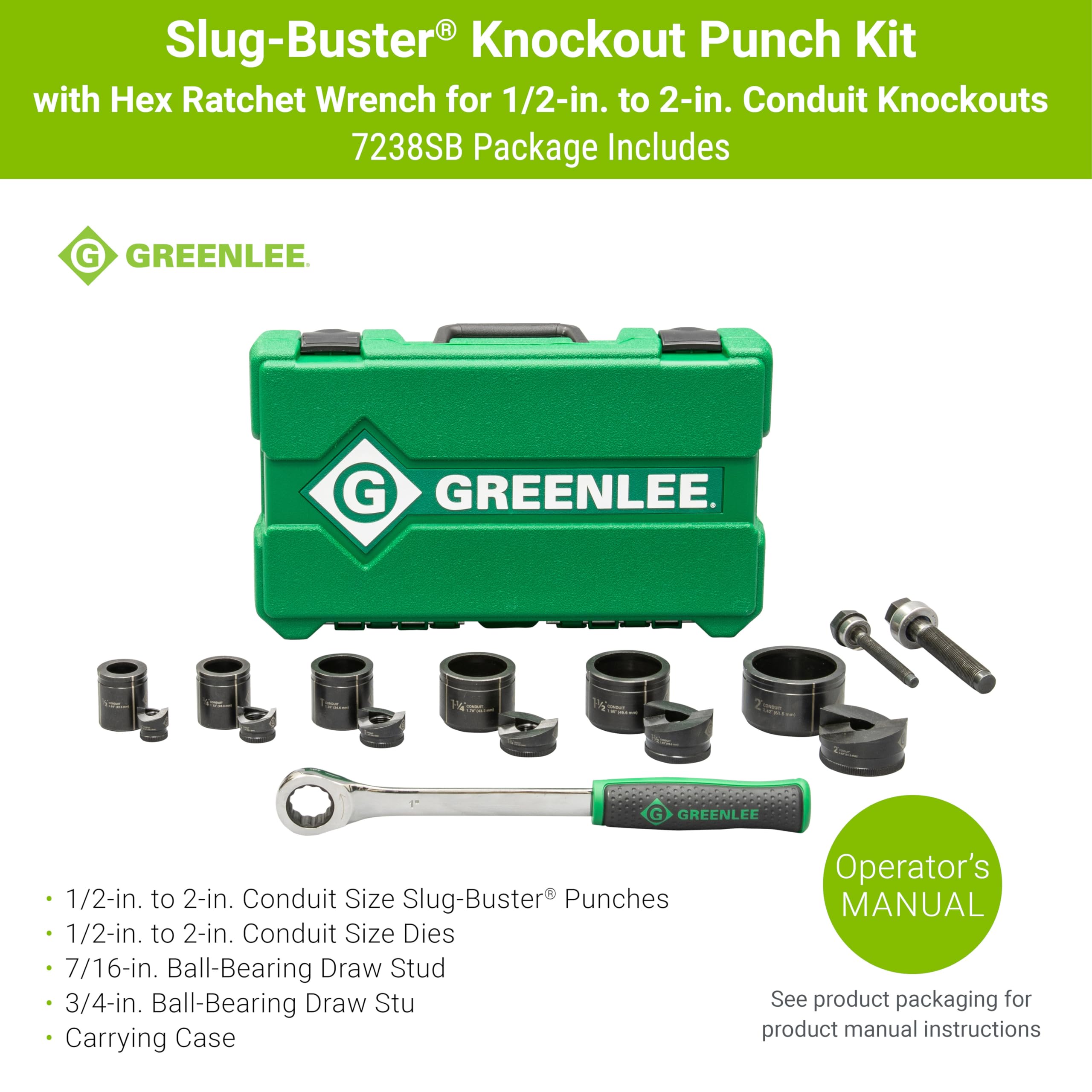 Foto 3 pulgar | Kit Knockout Punch Greenlee 7238sb Slug-buster Con Llave - Venta Internacional.