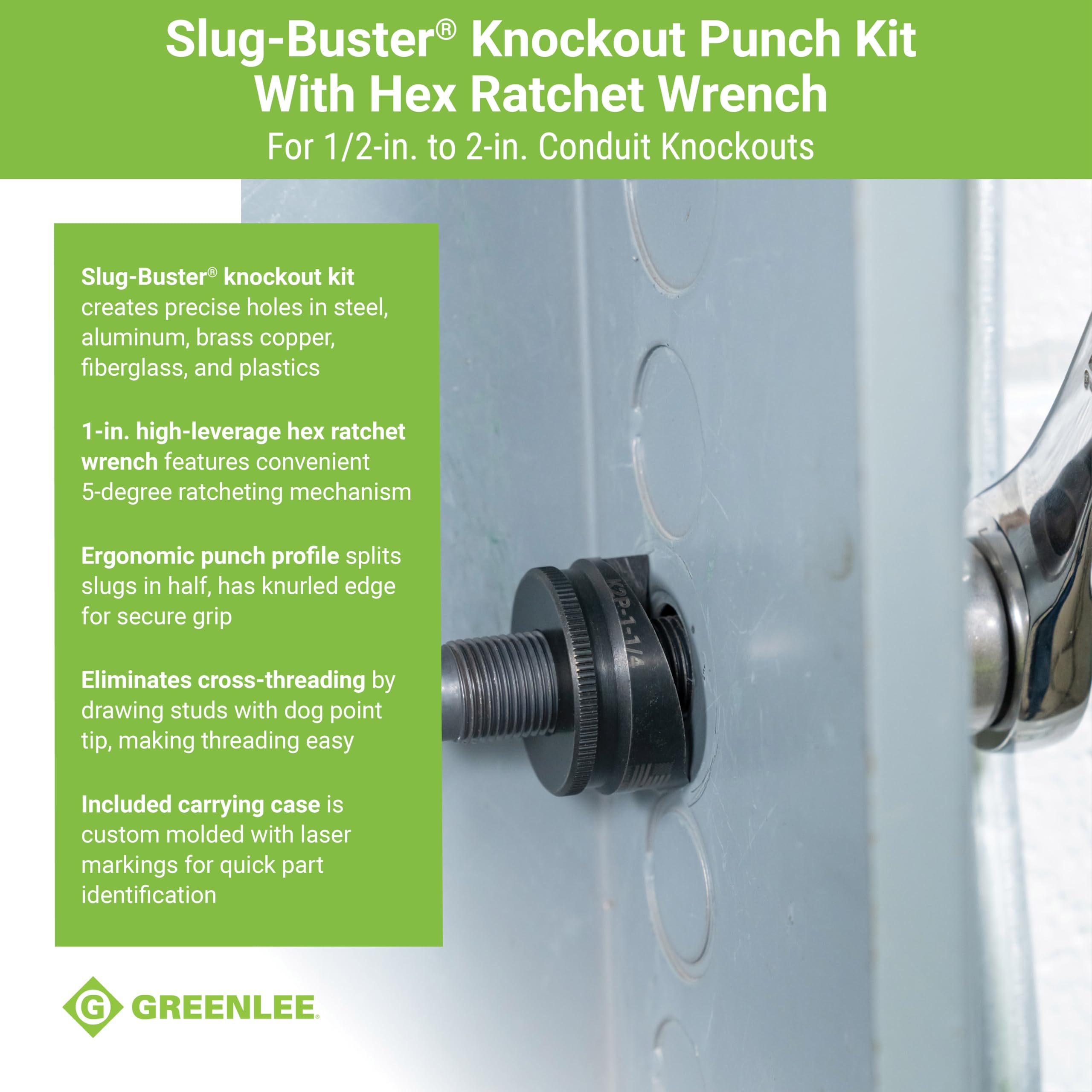 Foto 4 pulgar | Kit Knockout Punch Greenlee 7238sb Slug-buster Con Llave - Venta Internacional.