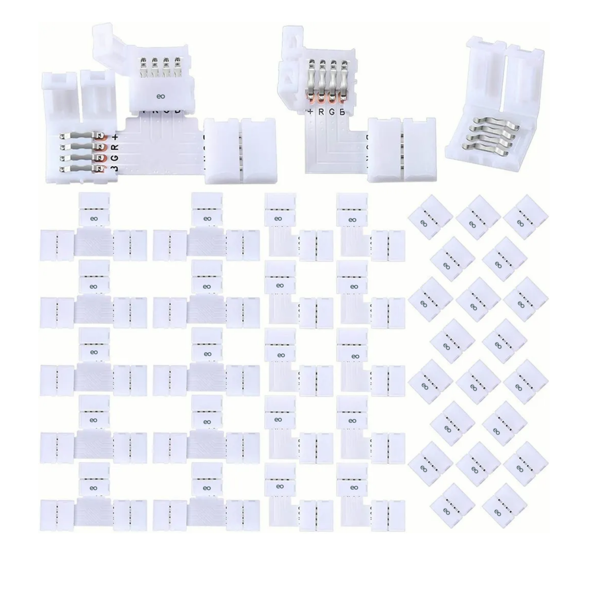 Kit Conector L/t Broche Para Unir Tira Led Rgb 4 Pines Eo Safe Imports Esi-1772-1 Color Blanco