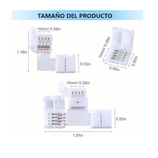 Foto 2 | Kit Conector L/t Broche Para Unir Tira Led Rgb 4 Pines Eo Safe Imports Esi-1772-1 Color Blanco