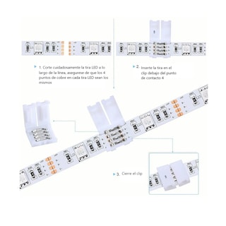 Foto 3 | Kit Conector L/t Broche Para Unir Tira Led Rgb 4 Pines Eo Safe Imports Esi-1772-1 Color Blanco