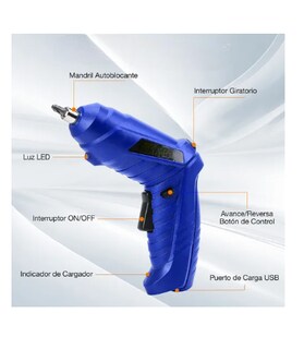 Foto 3 | Kit De Desarmador Eléctrico Inalámbrico De 3.6v, 46 Piezas