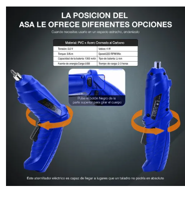 Foto 5 pulgar | Kit De Desarmador Eléctrico Inalámbrico De 3.6v, 46 Piezas