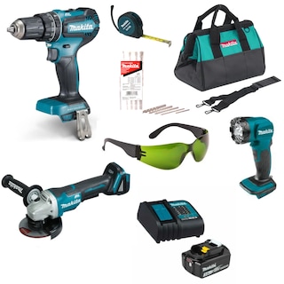 Foto 1 | Kit Makita -rotomartillo+esmeriladora+ Carg-bat +maletin+lampara+flexometro+brocas+lentes-