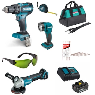 Foto 4 | Kit Makita -rotomartillo+esmeriladora+ Carg-bat +maletin+lampara+flexometro+brocas+lentes-